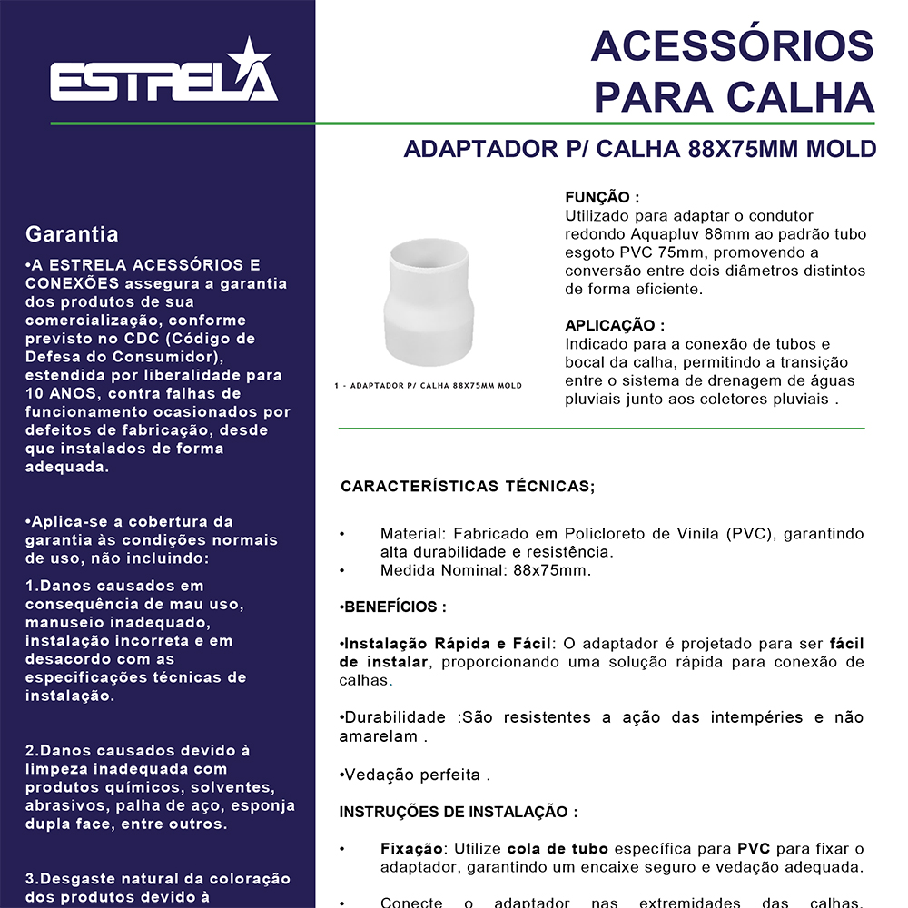 Ficha Técnica - Acessórios para Calha