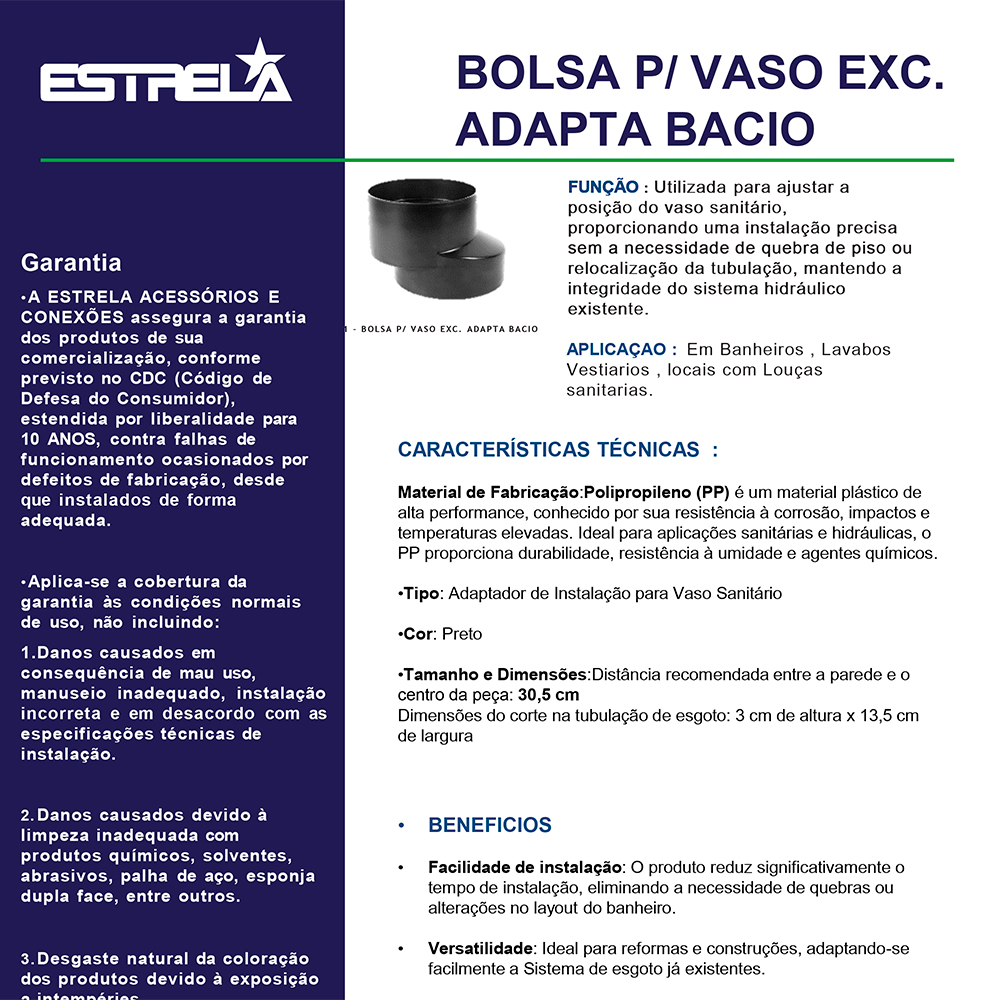 Ficha Técnica - Bolsa Excêntrica para Vaso