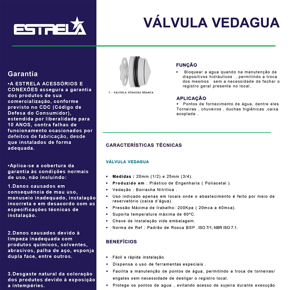 Ficha Técnica - Válvula Vedagua