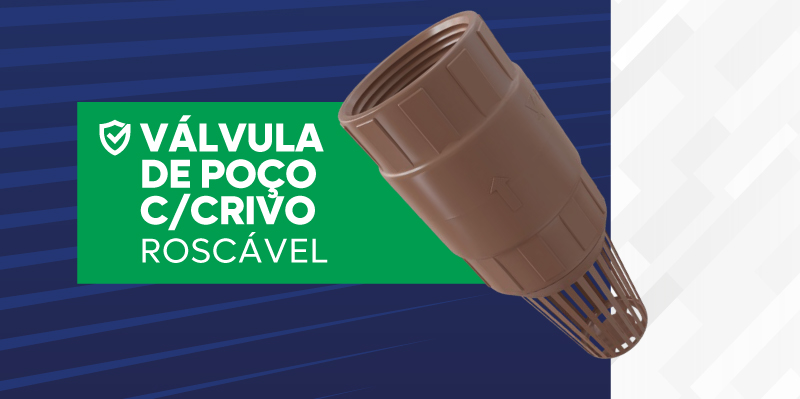Válvula de poço com crivo roscável da Estrela, indicada para sistemas de sucção submersos