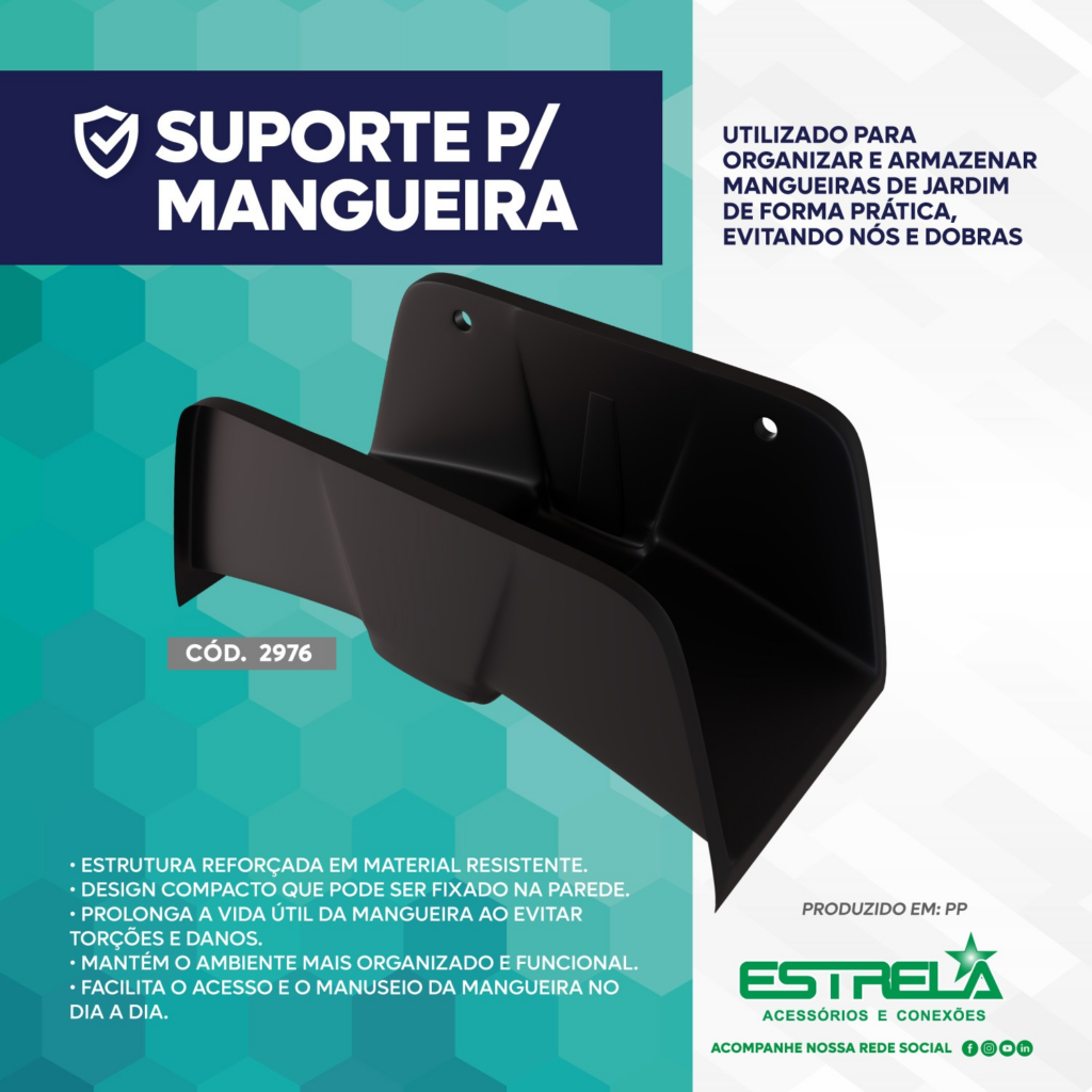 Suporte organizador Estrela para armazenamento prático e durável de mangueiras de jardim.
