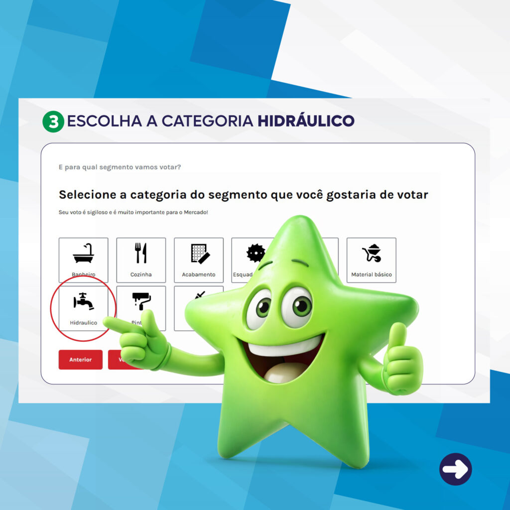 Passo 3: Escolha a categoria Hidráulico e avance na votação