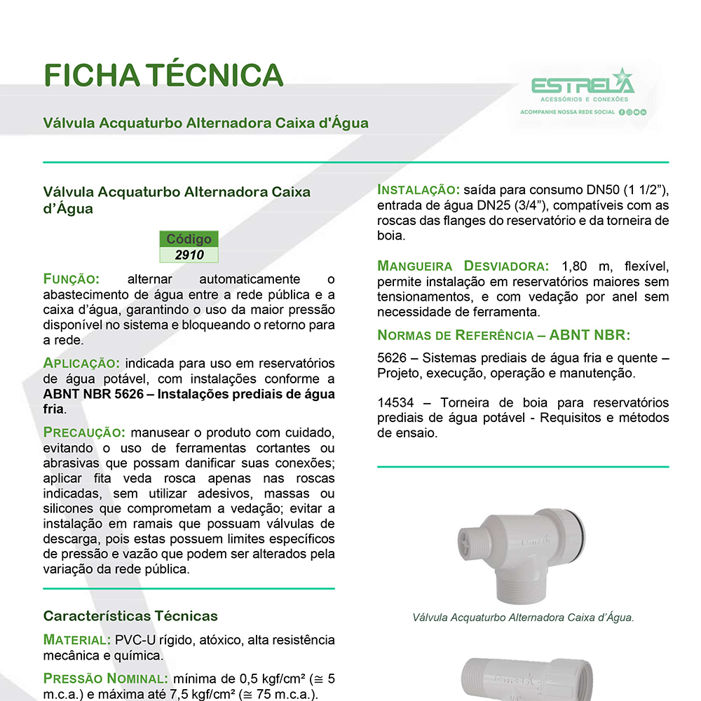 Ficha Técnica: Válvula Acquaturbo