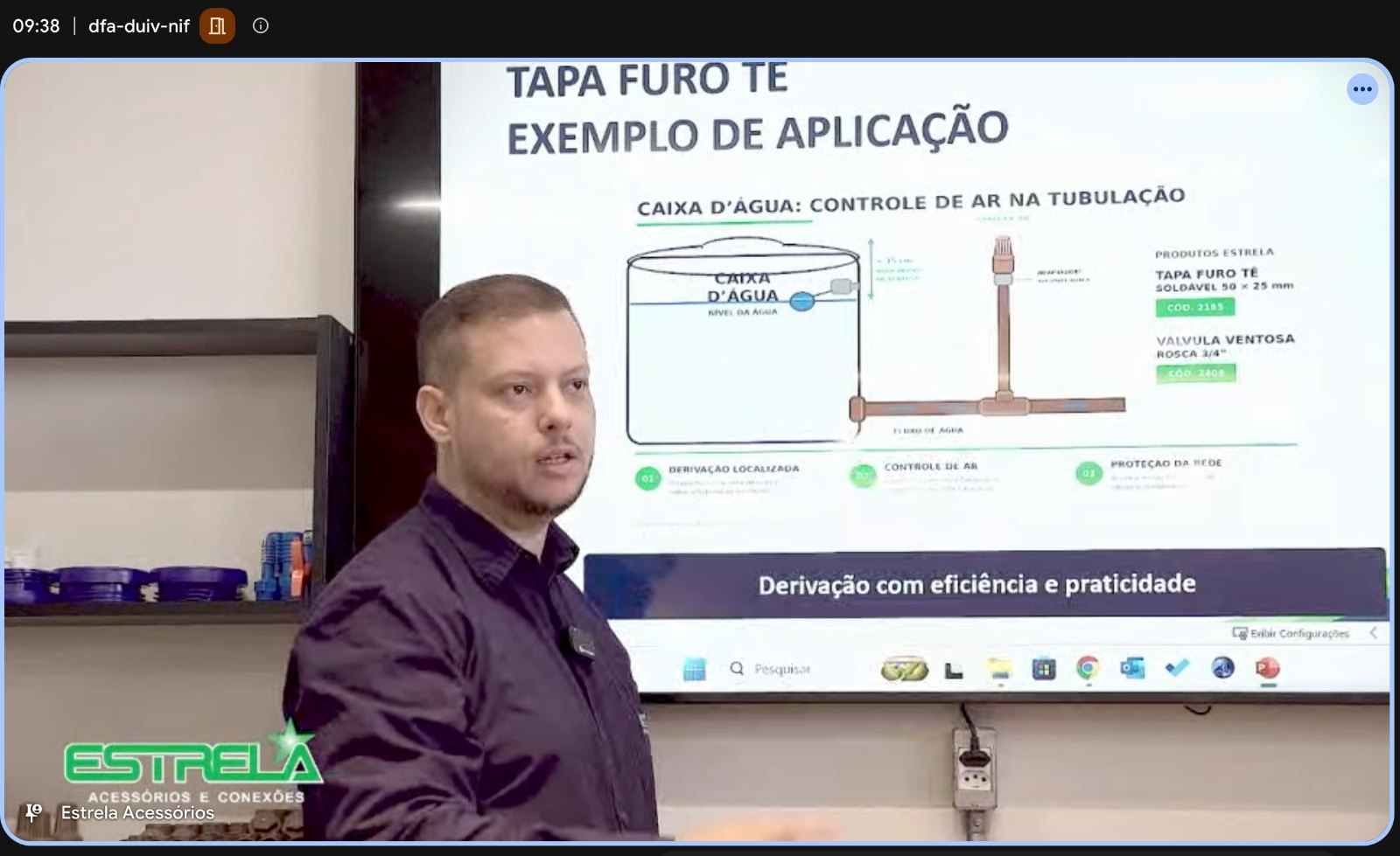 Exemplo de aplicação do Tapa Furo Tê em caixa d’água apresentado no treinamento da Elite – Academia de Vendas